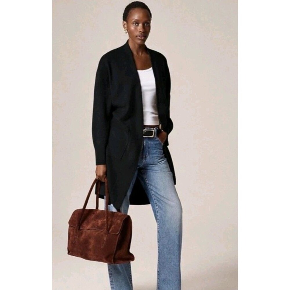 J.Crew Long Sweater Blazer with Side Slits Black Wool Blend CN227 Size 2X NWT